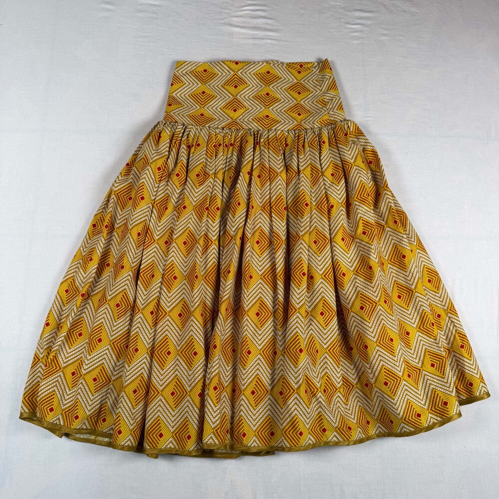 Vintage 1970s Genuine Girl High-Waist Geometric Midi Skirt